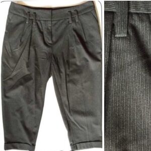 Gray wool blend Menswear stripes cropped pants cuffed size 10 cool style
